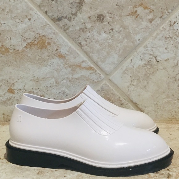 NEW Melissa White Patent Rubber Slip On Loafers 7M - Picture 6 of 12